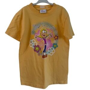 Vintage 90s y2k Disney Lizzie McGuire yellow girls t shirt 4/5 Hilary duff 2000s